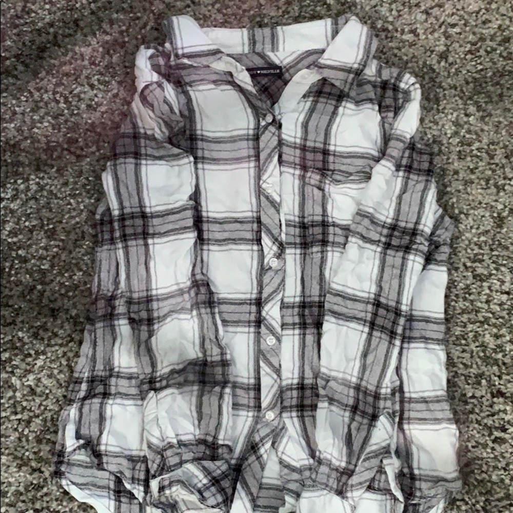 Brandy Melville OS Grey and White Flannel